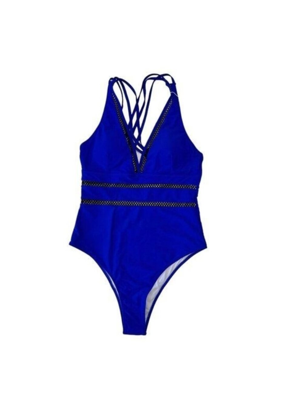 Beachsissi Women Swimwear Criss Cross Back Royal Blue Bikini SZ L New W/Tags